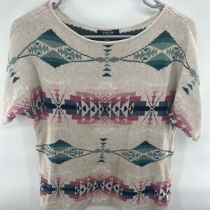 Chaps Multicolor Geometric Knit Top‎